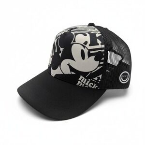 Neff Disney Mickey Mouse Trucker Hat Black White Graphic Mesh Snapback Cap